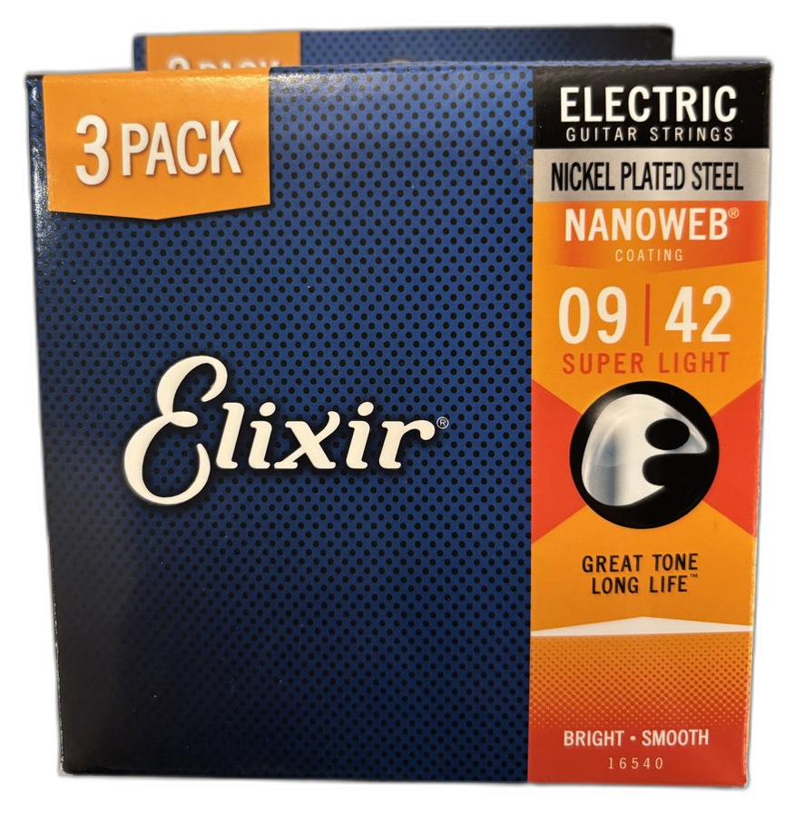 Elixir Nanoweb Long Life Trio Pack — Super Light 9-42 · Corde per chitarra elettrica · R&D Sound Lugano