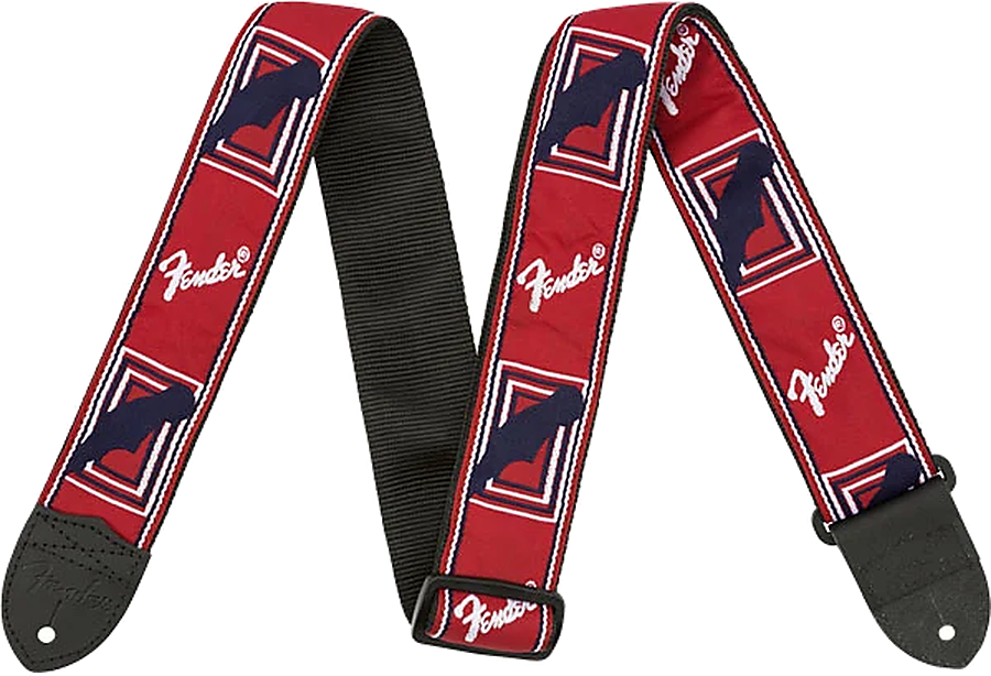 Fender Monogram Strap — Rossa/Bianca/Blu · Tracolle e cinghie · R&D Sound Lugano