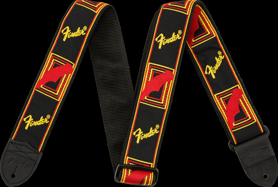 Fender Monogram Strap — Nera/Gialla/Rossa · Tracolle e cinghie · R&D Sound Lugano