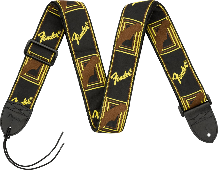 Fender Monogram Strap — Nera/Gialla/Marrone · Tracolle e cinghie · R&D Sound Lugano