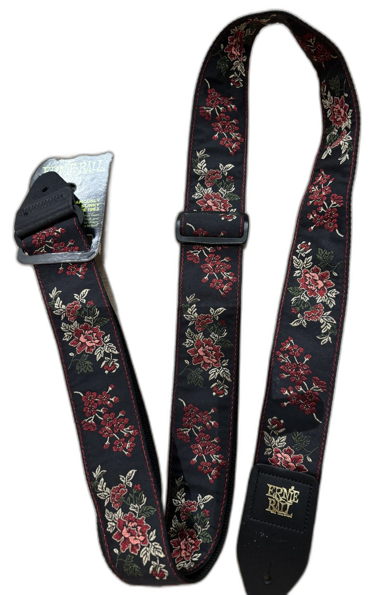 Ernie Ball Jacquard Strap — Black Rose · Tracolle e cinghie · R&D Sound Lugano