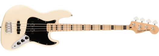 Squier Affinity Series Active Jazz Bass — Maple Fingerboard, Black Pickguard, Olympic White · Bassi elettrici · R&D Sound Lugano