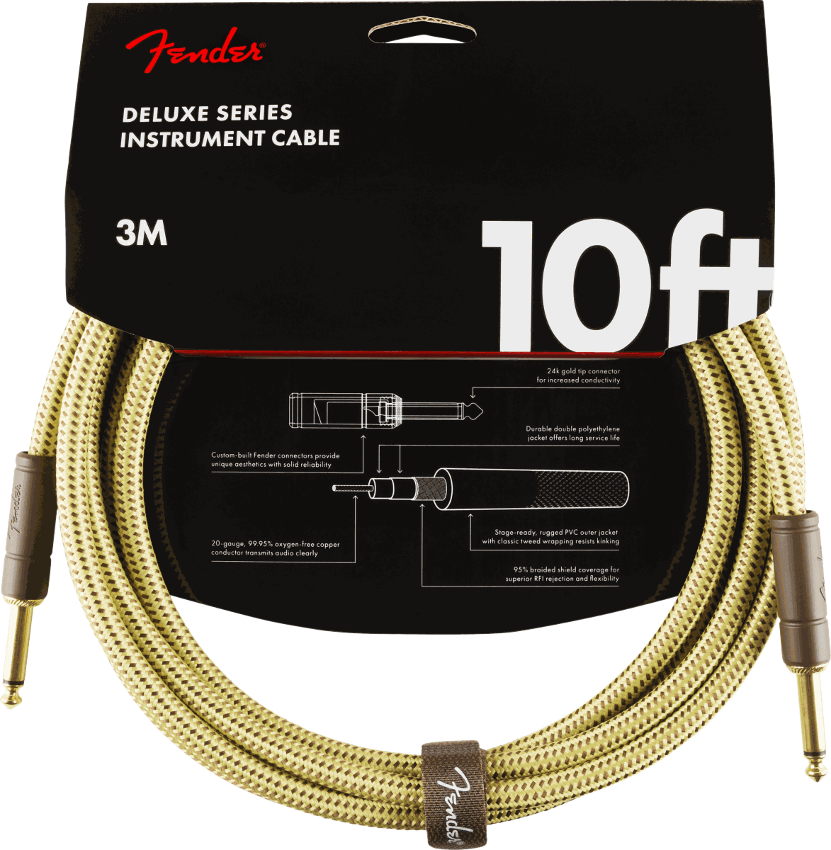 Fender Deluxe Series Instrument Cable, 3 m — Tweed · Cavi per strumento · R&D Sound Lugano