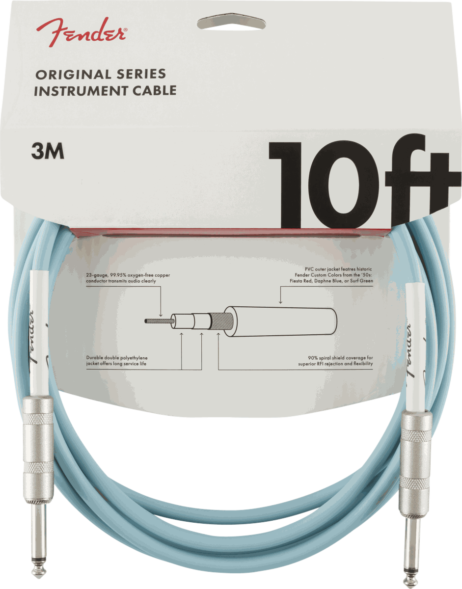 Fender Original Series Instrument Cable, 3 m — Daphne Blue · Cavi per strumento · R&D Sound Lugano