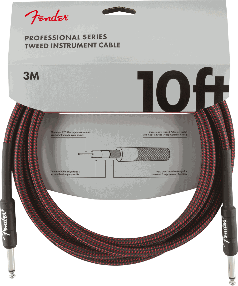 Fender Professional Series Tweed Instrument Cable, 3 m — Red Tweed · Cavi per strumento · R&D Sound Lugano