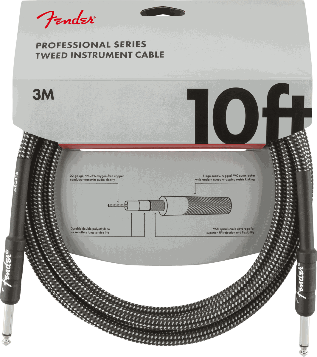 Fender Professional Series Tweed Instrument Cable, 3 m — White Tweed · Cavi per strumento · R&D Sound Lugano