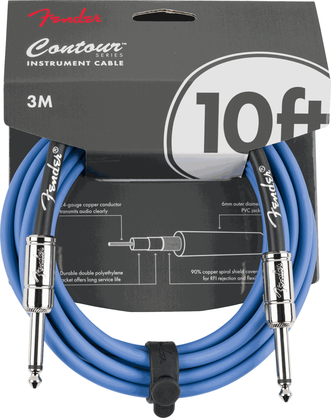 Fender Contour Series Instrument Cable, 3 m — Lake Placid Blue · Cavi per strumento · R&D Sound Lugano