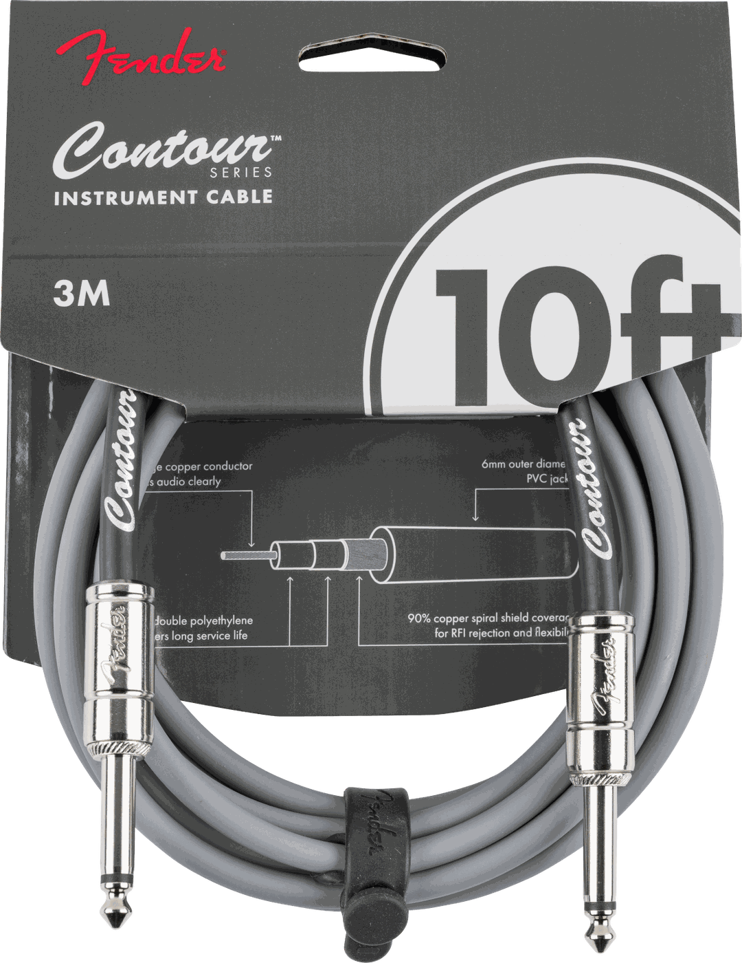 Fender Contour Series Instrument Cable, 3 m — Inca Silver · Cavi per strumento · R&D Sound Lugano